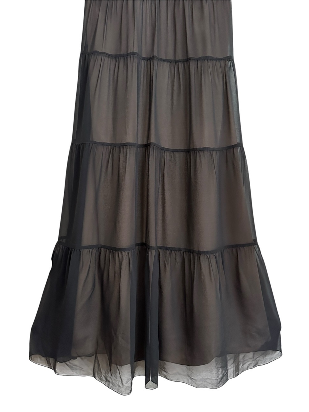 BCBG Paris Black Silk Beaded Halter Maxi Dress Tiered Y2K Evening Cocktail Sz 8‎ - Picture 5 of 14